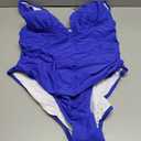 Eomenie One Piece Swimsuit for Women Tummy Control Plunge V Neck Bathing Suit Slimming Wide Straps Swimwear (Small, Royal Blue)