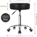 KKTONER Round Rolling Stool PU Leather Height Adjustable Swivel Drafting Work SPA Medical Salon Stools Chair with Wheels Black