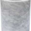 HillSpring Large Marble Kitchen Utensil Holder for Countertop, Tool Organizer with Protective Padded Base, Farmhouse Decor Gift, Wine Chiller Bucket, 6.4", Grey