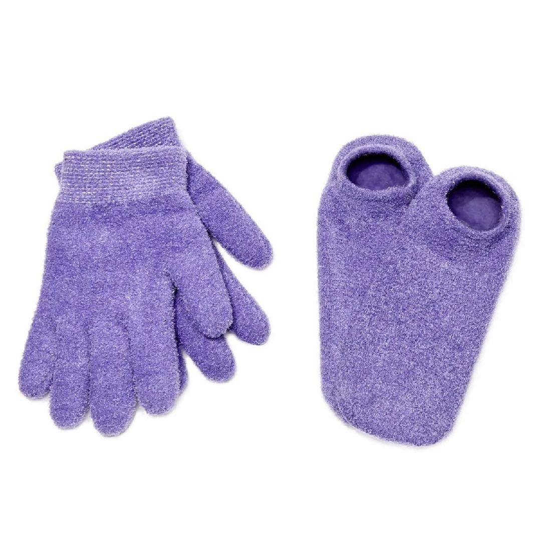 NatraCure Moisturizing Gel Booties and Gloves Set - (for Dry Skin, Dry Hands, feet, Cracked Heels, cuticles, Rough Skin, Dead Skin, use with Your Favorite lotions) - 155/175-LAV/RET - Color: Lavender (Sock and Glove Set - Lav)