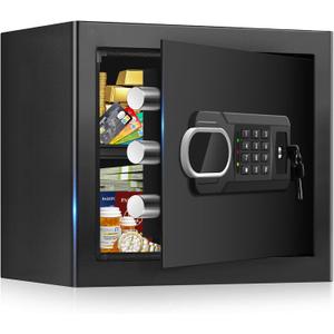 1.8 CUFT Fire Proof Safe for Home Documents, Steel Security Fireproof Safe with Programmable Keypad, Removable shelf and Spare Keys, Home Safes Water and Fireproof for Money Medicine and Valuables