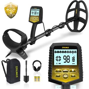 SAKOBS Metal Detector for Adults Professional  Higher Accuracy 9 Types of Metal Target Detection, 11" Waterproof Double-D Coil, New Upgraded DSP Chip and LCD Display 12.8" Detection Depth