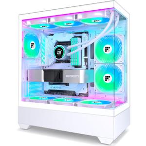 PC Case - Pre-Installed 6 PWM ARGB Fan, ATX Mid-Tower Gaming PC Case, Type-C,FOIFKIN (White, F1)