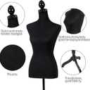 FDW Female Mannequin Body Dress Form Sewing Mannequin Torso Manikin with Tripod Base Stand Adjustable Mannequin for Sewing Clothes Display (Black, 59-67 Inches)