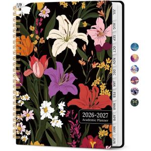 Academic Planner 2026-2027, Jul 2026-Jun 2027 Monthly & Weekly Planner | 6.3" x 8.5" Pretty Calendar Planner for Women, Hardcover Organizer with tabs, School Office Home Supplies, Lily Garden