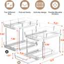 Delamu 2-Tier Multi-Purpose Bathroom Under Sink Organizers and Storage, Stackable Kitchen Pantry Organization, Pull Out Medicine Cabinet Organizer with Movable Dividers, White, 2 Pack