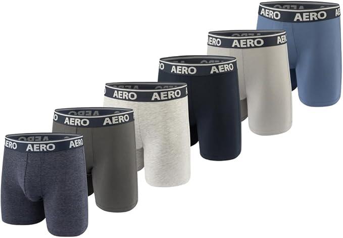 AEROPOSTALE Mens Boxer Briefs-Cotton Stretch Boxer Briefs Underwear (Washed Grey/ Grey/ WashedWhite/ Navy/ Heather/ Denim, Medium)