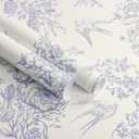 Floral Peel and Stick Wallpaper Vintage Contact Paper 16.9"x 118.1" Cream White and Blue Wallpaper Peel and Stick Floral Birds Self Adhesive Removable Wall Paper for Bedroom Bathroom Vinyl