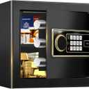 1.4 Cuft Small Fireproof Safe for Home Use, Security Personal Safety Box Fireproof Waterproof with Digital Keypad, Spare keys, Removable Shelf, Medium Safe Lock Box for Money, ID document, Dorm