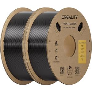 Creality Hyper PETG Filament 1.75mm Bundle 2KG, High-Speed PETG for 30600mm/s Printing, Low Stringing, Strong Layer Adhesion, +/- 0.03mm Accuracy,Fits for Most FDM 3D Printers(Black 2-Pack)