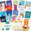 20 Pack Assorted Happy Birthday Cards Bulk Boxed Set - Thick 5x7 Inch Card Assortment with Envelopes & Stickers, Unique Message Inside for Women, Kids, Friends, Office, Work, Family