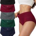 Cotton Underwear for Women High Waisted Full Coverage Briefs Soft Ladies Panties 5 Pack (Large)