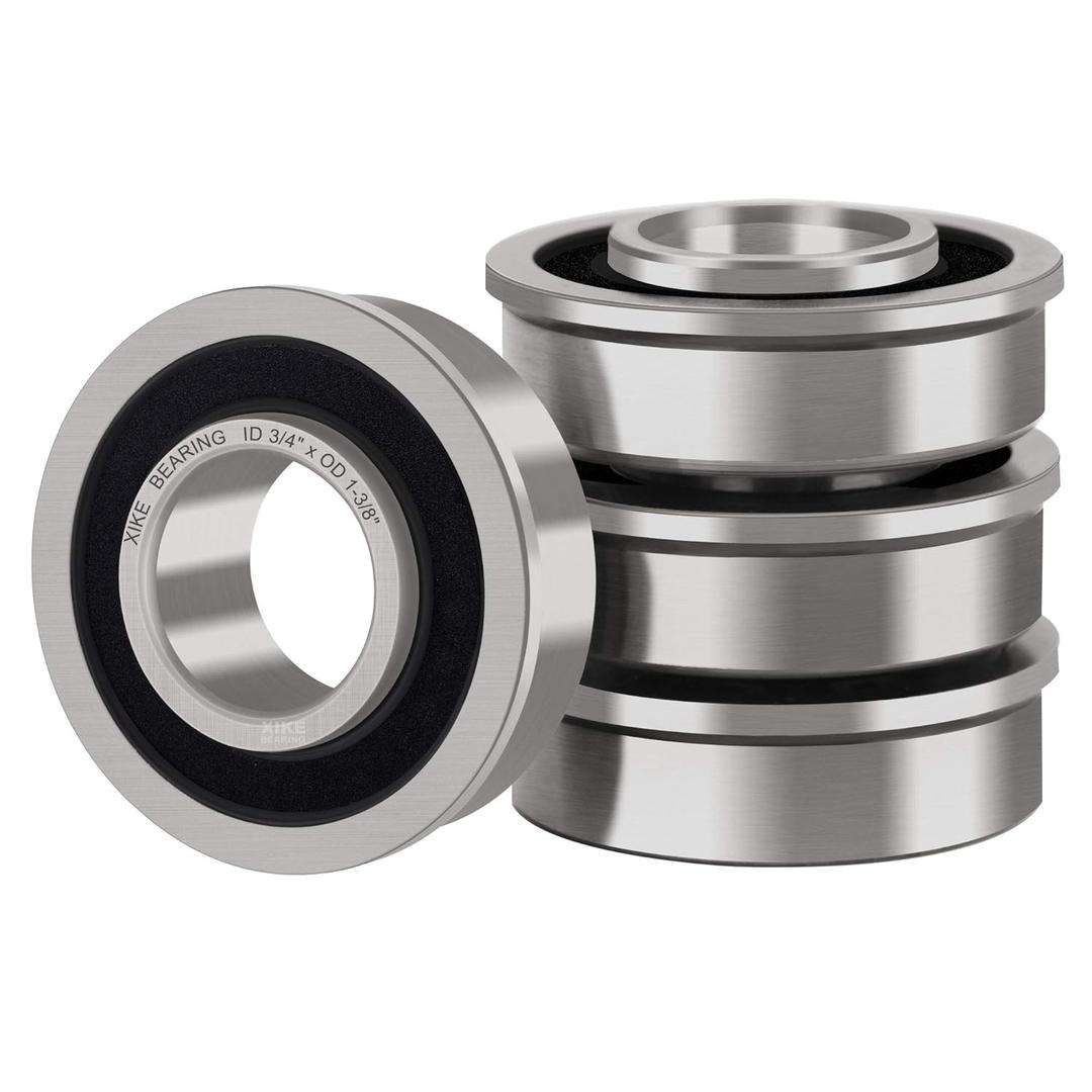 XiKe 4 Pcs Flanged Ball Bearings ID 3/4" x OD 1-3/8", Applicable Lawn Mower, Wheelbarrows, Carts & Hand Trucks Wheel, Replacement for 532009040, AM118315, AM127304, 10513, 251210 Etc.