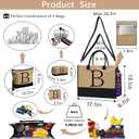 Monogrammed Tote Bags, 4Pcs Birthday Gifts for Women Initial Personalized Jute Tote Bags for Her Female Sister Mom