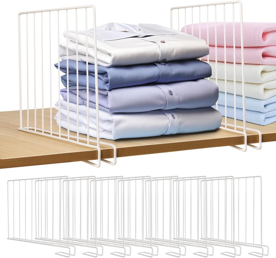 8 Pack Shelf Dividers for Closet Organization Metal Closet Shelf Divider Set Shelf Divider Closet Shelf Organizer Towel Shelf Divider for Wooden or Vertical Shelve Storage Organization