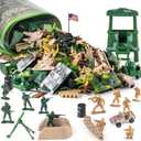 Divwa Army Men Toys for Boys 8-12, Military Soldier Army Base 160 Pcs Set Including WW2 Khaki Green Plastic and Accessories with Handbag for Kid
