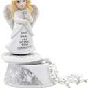Comfy Hour First Communion Angel Figurine Keepsake Box with Cross Necklace, Christian Catholic Prayer with Chalice, Artisan Crafted Resin Religious Statue for Baptism & Holy Communion
