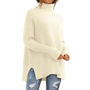 LILLUSORY Women's Oversized Turtleneck Sweaters Fall Batwing Sleeve Ribbed Tunic Sweater Small
