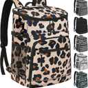 Cooler Backpack Insulated Leakproof Waterproof Backpack Cooler Bag 30/45 Cans, Large Capacity Lightweight Travel Camping Beach Backpack Cooler Ice Chest for Men and Women (leopard)