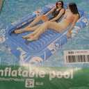 Inflatable Tanning Pool Lounger Float with Sprinkler, 77" x 48" Pool Floats Adult with Pillow, 6 in 1 Suntan Tub Raft Floatie with Drink Holder Sunbathing Water Lounge