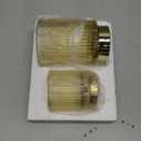 Makeup Brush Holder Organizer, Heavy Crystal Glass Brush Storage Holder, Vintage Cosmetic Make Up Bathroom Brushes Cup Pen Pencil Toothbrush Holder Striped Vase (Large (amber))