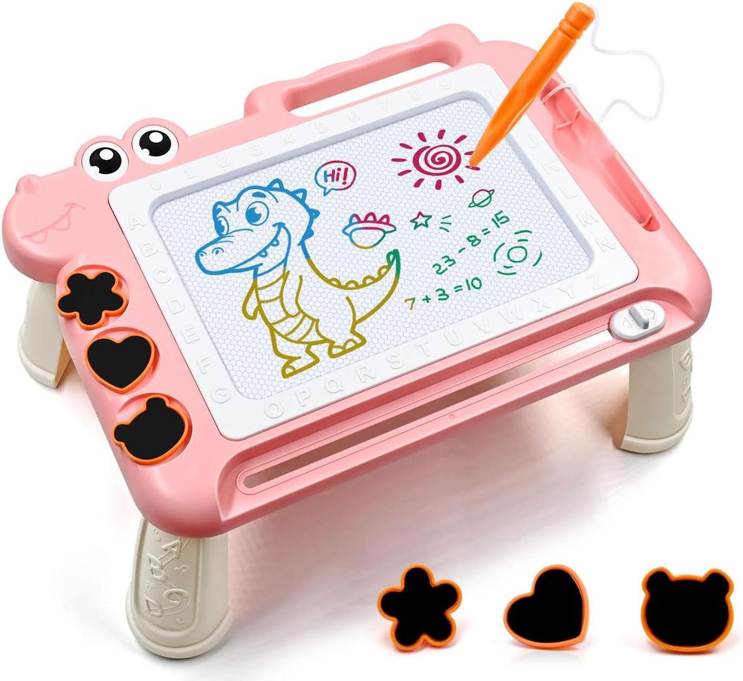 AiTuiTui Magnetic Drawing Board Toddler Toys with Legs for Girls, Color Sketch Writing Scribble Doodle Pad Travel Games, Educational Learning Kids Toys for Birthday or Valentine Gift (Pink)