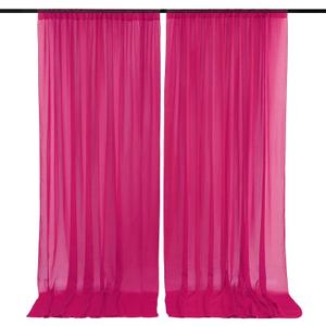 10 x 10 Feet Chiffon Fuchsia Backdrop Curtain for Partie, Background Curtains for Photoshoot, Birthday, Wedding, Halloween, Thanksgiving, Christmas, New Year Party Decorations 5Ft x 10Ft, 2 Panels