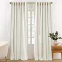 NICETOWN Stripe Linen Curtains 52 x 84 Inch Long for Living Room - Taupe & White Classic Grommet Rustic Drapes, Light Filtering Window Covering for Patio Glass French Door, 1 Pair
