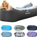 AlphaBeing Inflatable Lounger Air Sofa, Portable Inflatable Couch Mesh Hollow Air Hammock Anti Leakage Air Chair for Outdoor Camping Beach Traveling (Black)