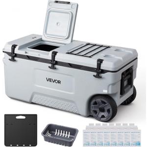 VEVOR Portable Cooler,Hard Cooler with Ice Retention, Heavy-Duty Handles and Strap, Lightweight Rigid Material Insulated Portable Cooler, Suitable for Family Picnics and Short Trips