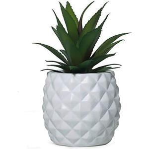 BLASCOOL Artificial Succulent Potted Pineapple Decor - Fake Pineapple Home Office Kitchen Table Decoration (White)