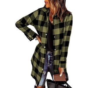 EVALESS Color Block Plaid Shacket Jacket Womens Fall Clothes Fashion Outfits (XX-Large)