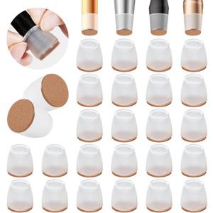 Chair Leg Floor Protectors, 24 Pcs Silicone Felt Furniture Leg Pad for Protecting Floors from Scratches and Noise, Round Chair Feet Protectors (Small fit:0.5''-0.8'')