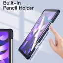 JETech Case ONLY for iPad Air 11-Inch M4/M3/M2 (2026/2025/2024), iPad Air 5/4 (2022/2020 5th/4th) with Pencil Holder, Clear Transparent Back Slim Stand Shockproof Tablet Cover (Deep Navy)
