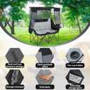 Teenyyou Double Camping Chair with Canopy Shade 660lbs Heavy Duty Beach Chair, Portable Folding 2 Person Camping Loveseat with Cup Holder and Storage Bag for Lawn Beach Outdoor Sport(Black and Grey), 47.2 x 20 inches