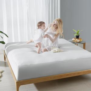KUB Mattress Topper&Cooling Mattress Protector Bed Fitted Sheet Set, Deep Pocket&4 Elastic Bands, Triple Anti-Slip, Back Pain Relief, Breathable Soft 2 inch Mattress Pad Cover (White, Twin)