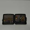 Combination Drill & Tap Bit Set, 6 pc SAE (6-32NC ~ 1/4-20NC) and 6 pc Metric (M3 ~ M10) Titanium Coated Drill Bits Kit for Drilling Screw Threads Tapping Countersinking, with Quick Change Adapter