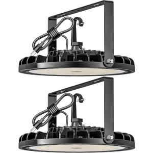200W UFO LED High Bay Light 2PCS, 28000 LM with US Plug 5ft Cable, 5000K, Commercial Warehouse Shop Factory Barn Garage Area Lighting Fixture, Non-Dim