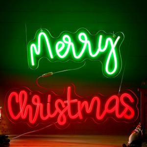 Xuhal Merry Christmas Neon Sign LED Xmas Light up Sign Merry Christmas Neon Light USB Powered Acrylic Home Wall Decor for Xmas Party Bedroom Living Room Cafe Bar Outdoor Decorations