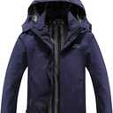 OTU Men's Lightweight Waterproof Hooded Rain Jacket Outdoor Raincoat Shell Jacket for Hiking Travel Large