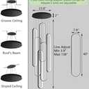 6-Rings Modern Chandelier, LED Black Large Contemporary Light for Staircase, Dimmable Flush Mount High Ceiling Chandeliers with Remote Control for Villa Foyer (40in x 7.9in x 138in), Black