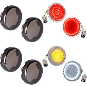 NTHREEAUTO 1157 LED Turn Signals Front Rear Lights 2Inch Bullet Smoked Lens Cover Compatible with Harley Street Glide Road Glide Sportster Dyna Softail Iron 883 Touring 1986-2023
