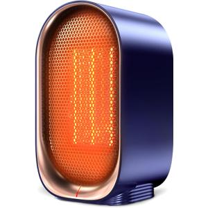Space Heater, Portable Small Heaters for Indoor Use, Electric Desk Heater with Overheat and Tip-Over Protection, Mini Personal Heaters for Home Office Workspace, Blue
