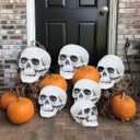 CUNHUYSmall Skulls Halloween Decor, 5 Inch Plastic Fake Skeletons, Mini Skulls for Crafts Outdoor Halloween Decorations, Realistic Miniature Human Skull Heads (4)