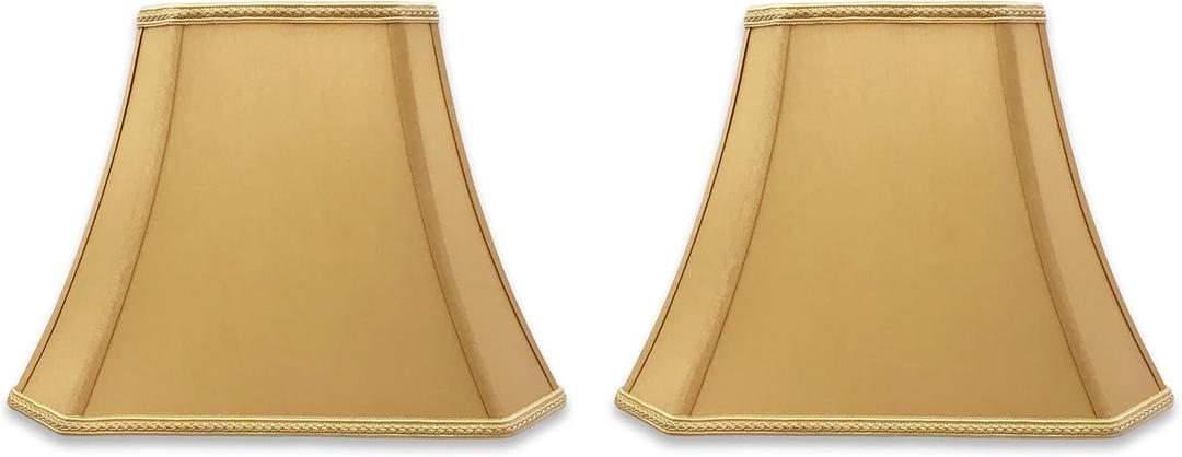 Royal Designs, Inc. DSO-68-16AGL-2 Rectangle Cut Corner Bell Designer Lamp Shade, (6.25x8) x (11x16) x 12, Antique Gold, 2-Pack