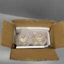 JHY DESIGN Set of 2 Rustic Decorative Lanterns 10" H Vintage Hanging Lantern Metal Candleholder for Indoor Outdoor, Events, Parities, Patio and Wedding(White with Gold Brush)