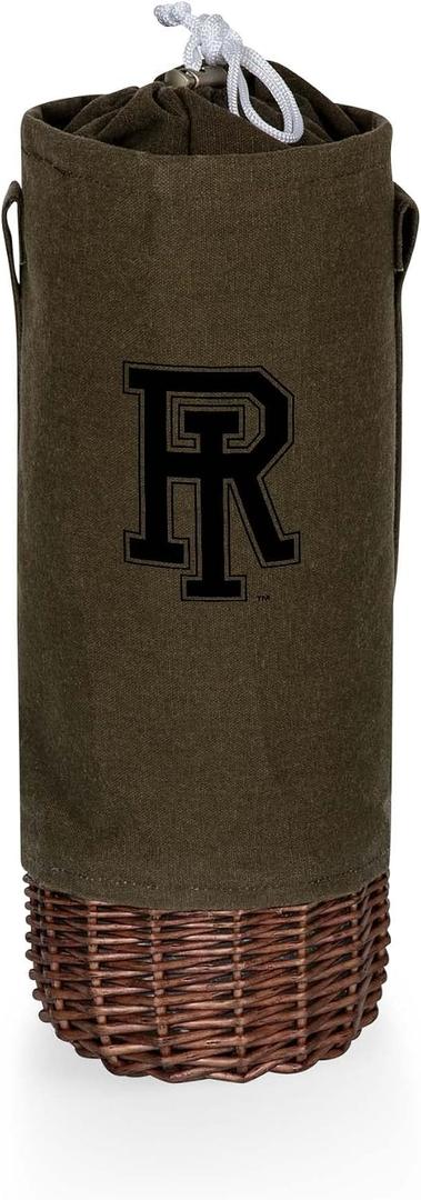 PICNIC TIME NCAA Malbec Insulated Canvas and Willow Wine Bottle Basket, Wine Tote, Wine Gift Bag, (Khaki Green with Beige Accents)