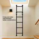 1.65FT Safety Wall Mounted Steel Ladder - 2-Rung Pipe Egress Ladder for Window Well, Loft, Warehouse, Blanket Rack | Indoor & Small Space Use