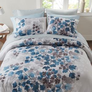 Full Comforter Set with Sheets, Floral Bed in A Bag Soft Microfiber Comforter for Full Size Bed, All Season Lightweight Comforters Full Bed Set, 4 Piece Blue