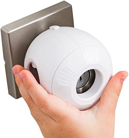 Child Safety Door Knob Cover (4 Pack) Hard-to-Remove Dual-Lock Door Handle Covers for Kids - Reusable Baby Proof Door Knob Locks - Installs Easily, No Tools Needed (White)